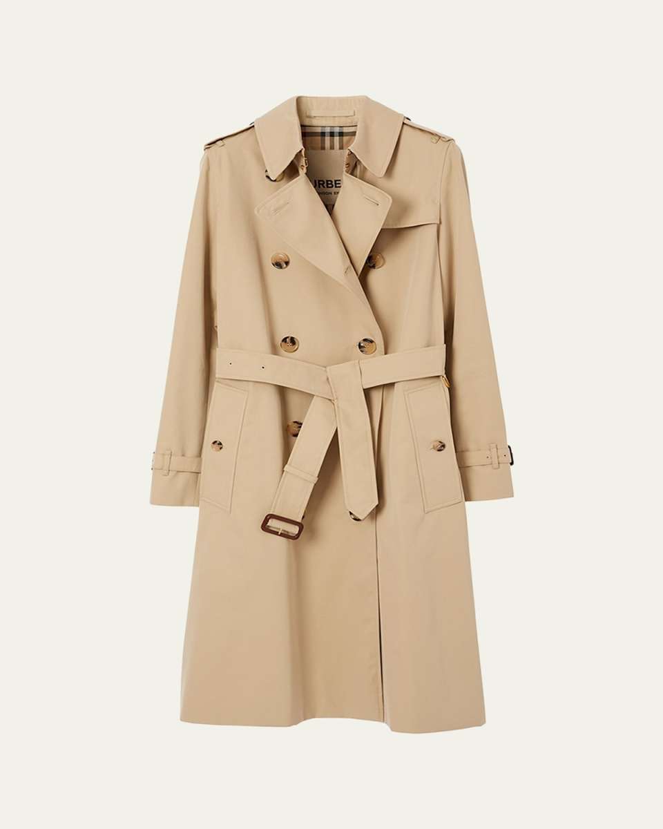Kensington Organic Belted Double-Breasted Long Trench Coat